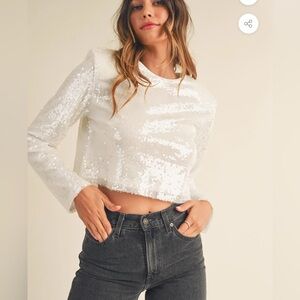 Mable Sequin White Top